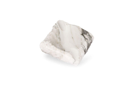 Calacatta marble cigar ashtray with hand-split natural edge, handmade in Italy by Litolite
