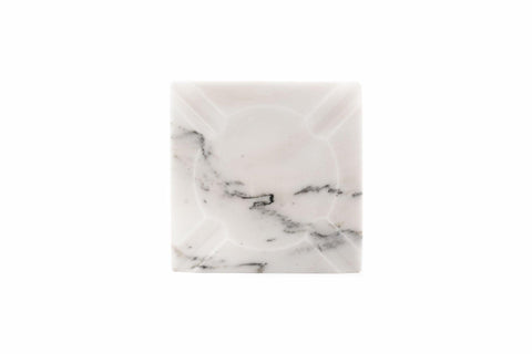 Large Calacatta marble cigar ashtray, top view
