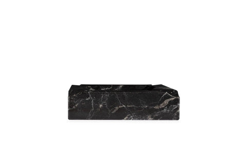 Large Nero Marquina marble cigar ashtray, bowl and veining detail
