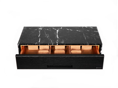Handcrafted marble Diamond humidor Large – open drawer luxury design
