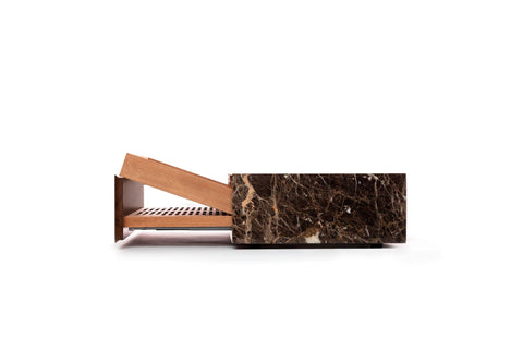 Emperador marble humidor, interior lighting