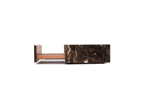 Emperador marble humidor, drawers open detail
