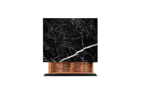 Nero Marquina marble luxury cigar humidor for Bar Cabinet, handmade in Italy by Litolite