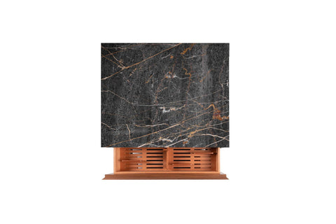 Nero Portoro Oro black and gold marble luxury cigar humidor for Bar Cabinet, handmade in Italy by Litolite