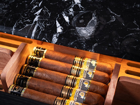 Italian craftsmanship in luxury cigar accessories – marble and exotic wood