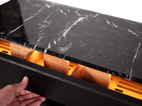 Luxury humidor interior – soft close system with handcrafted wood finish
