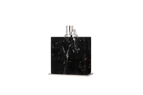 Nero Marquina marble table lighter, handmade in Italy by Litolite