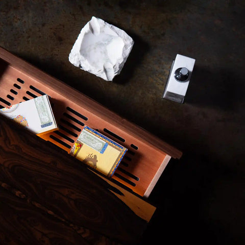 Elegant cigar accessories in solid marble and metal finish