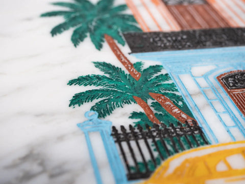 La Casona hand-painted marble detail, Italian craftsmanship