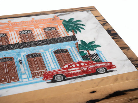 La Casona table lighter and ashtray, matching bespoke marble design