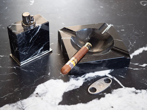 Nero Marquina Marble Cigar Ashtray — Handmade in Italy