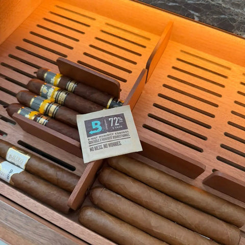 Boveda two-way humidity pack inside a Litolite Diamond luxury humidor
