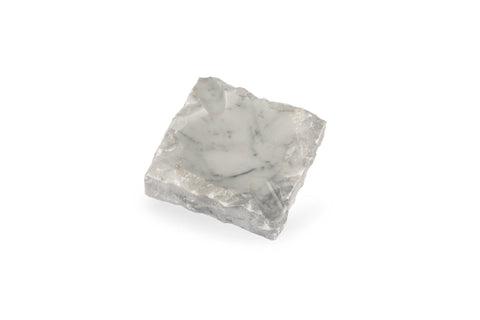 Carrara marble cigar ashtray with hand-split natural edge, handmade in Italy by Litolite
