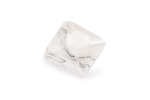 Large Calacatta marble cigar ashtray with hand-split natural edge, handmade in Italy by Litolite