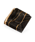 Large Port Saint Laurent black and gold marble cigar ashtray with hand-split natural edge, handmade in Italy by Litolite