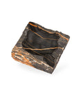 Port Saint Laurent black and gold marble cigar ashtray with hand-split natural edge, handmade in Italy by Litolite