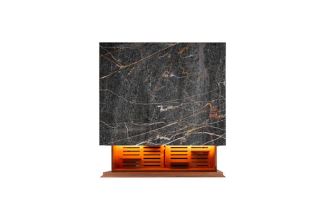 Nero Portoro Oro marble humidor, interior LED lighting
