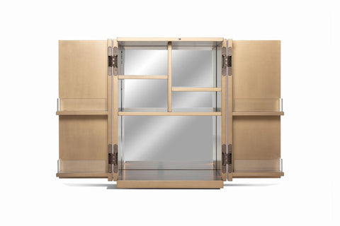 Litolite Lacquered Bar Cabinet in gold finish, luxury bar and cigar furniture handmade in Italy