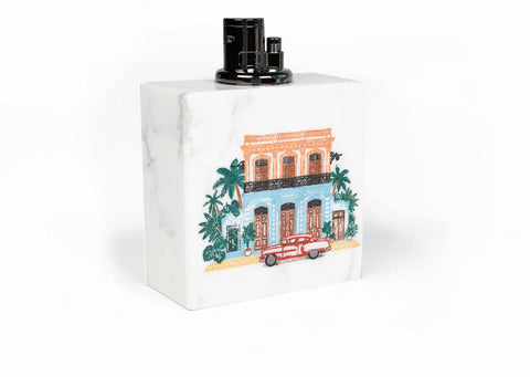 "La Casona" Limited Edition Table Lighter | White Carrara Marble & Hand-Painted Relief
