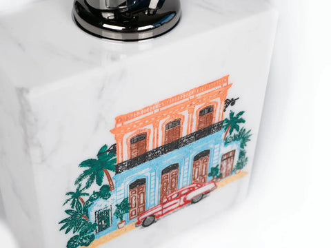 "La Casona" Limited Edition Table Lighter | White Carrara Marble & Hand-Painted Relief