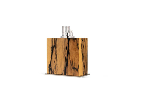 White ebony wood table lighter, handmade in Italy by Litolite